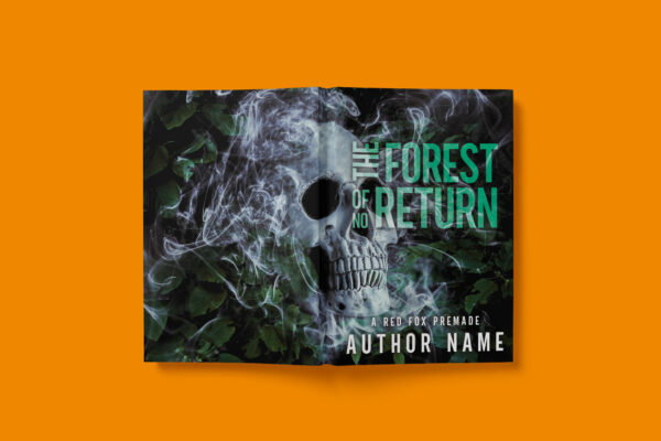 A book featuring a dark, eerie cover with a smoky skull emerging from green foliage, set against an orange background.